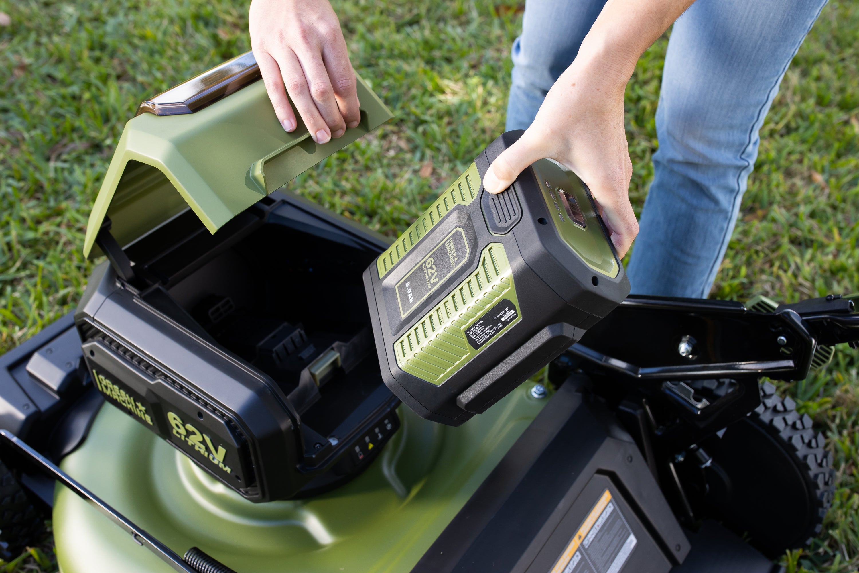 62V Cordless 23" RWD Self-Propelled 3-in-1 Extended Range Walk Behind Mower with 8.0 Ah Battery Rapid Charger