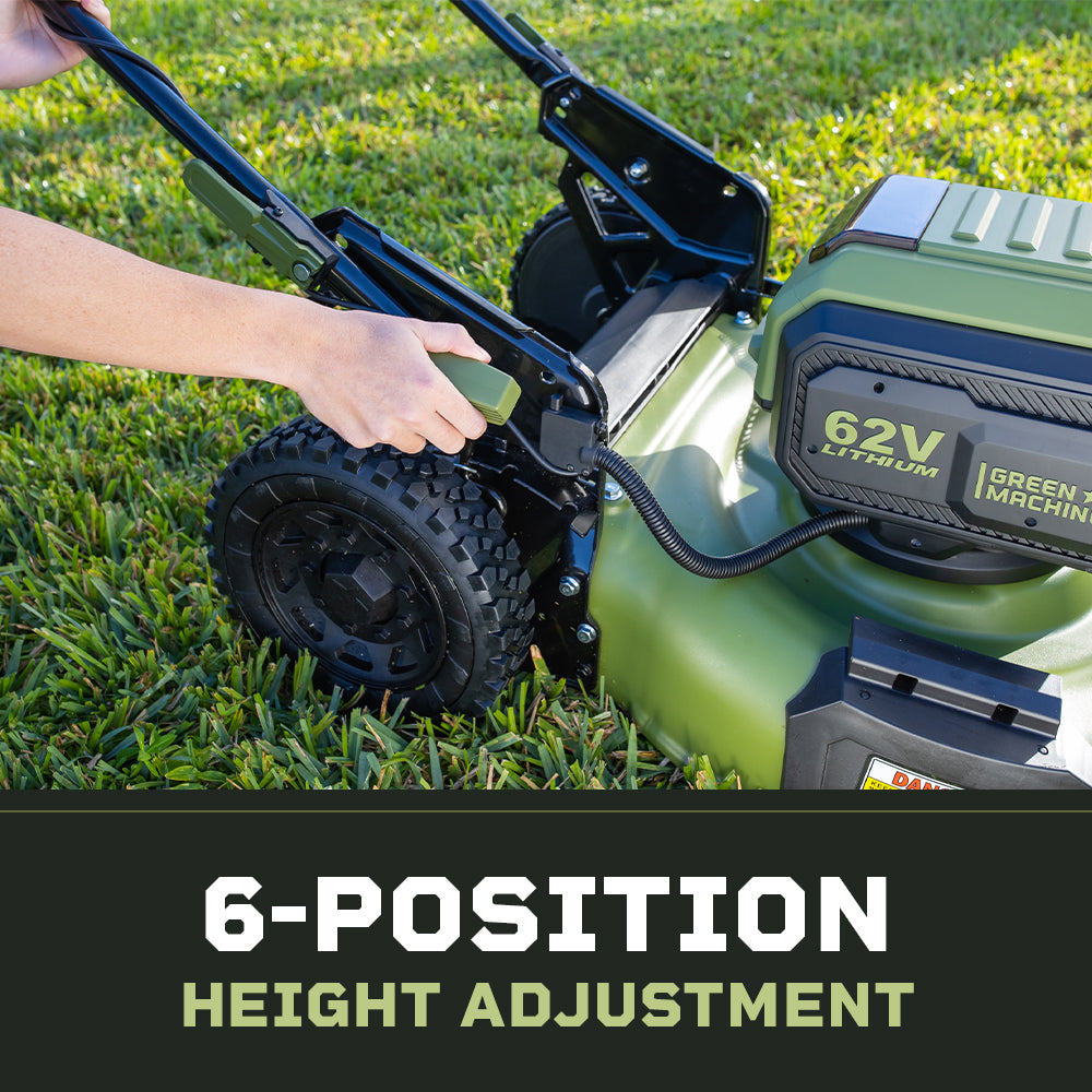62V Cordless 23" RWD Self-Propelled 3-in-1 Extended Range Walk Behind Mower with 8.0 Ah Battery Rapid Charger