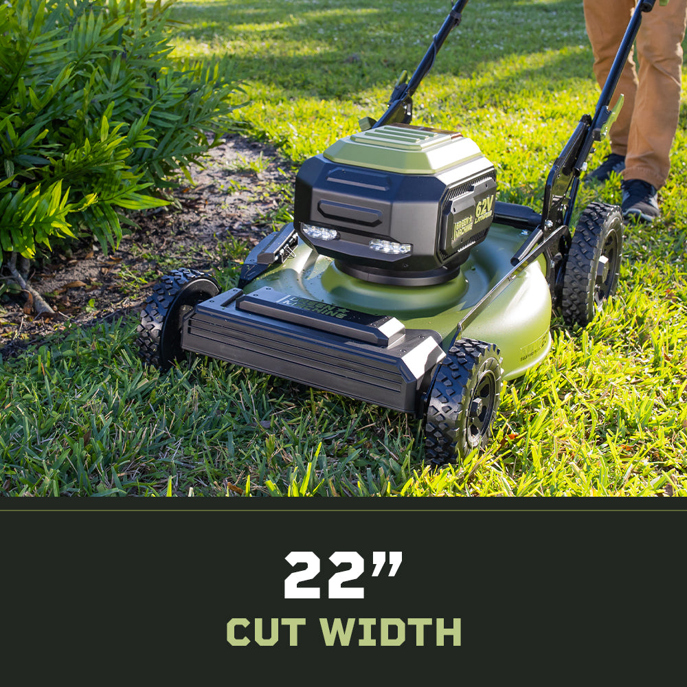 62V Cordless 23" RWD Self-Propelled 3-in-1 Extended Range Walk Behind Mower with 8.0 Ah Battery Rapid Charger