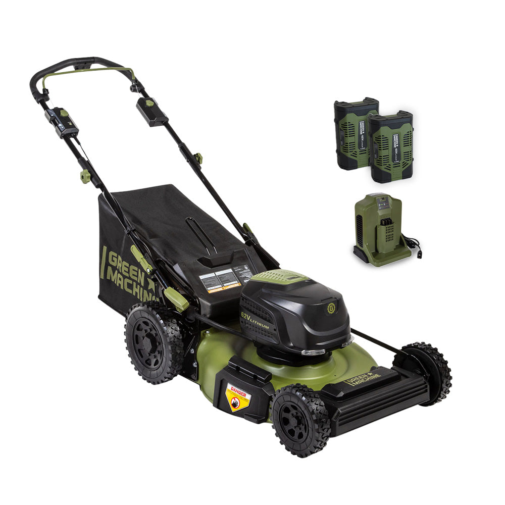 62V Brushless 23-inch Cordless Electric Self-Propelled Lawn Mower with two 4.0 Ah Batteries and Rapid Charger