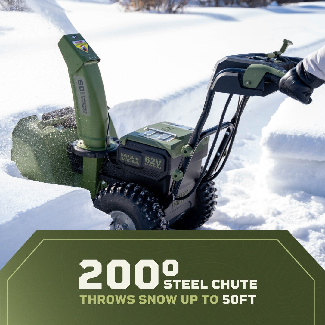 62V Cordless 24" Dual Stage Snow Blower with (2) 8.0 Ah Batteries
