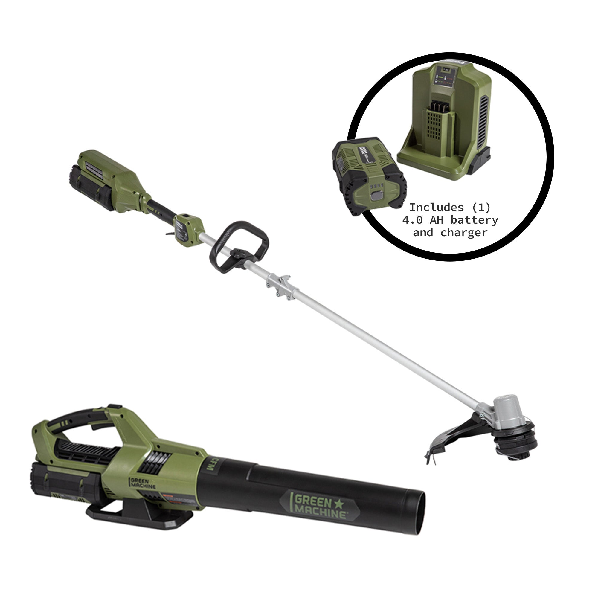 62V Cordless Axial Blower String Trimmer Combo with 4 Ah Battery and Charger