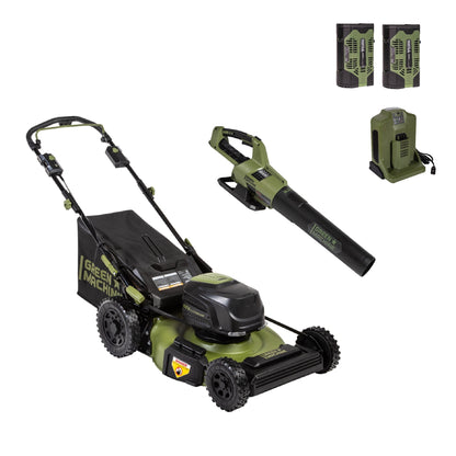 62V 23&quot; Self-Propelled Mower + Blower Bundle with (2) 4Ah Batteries and Charger