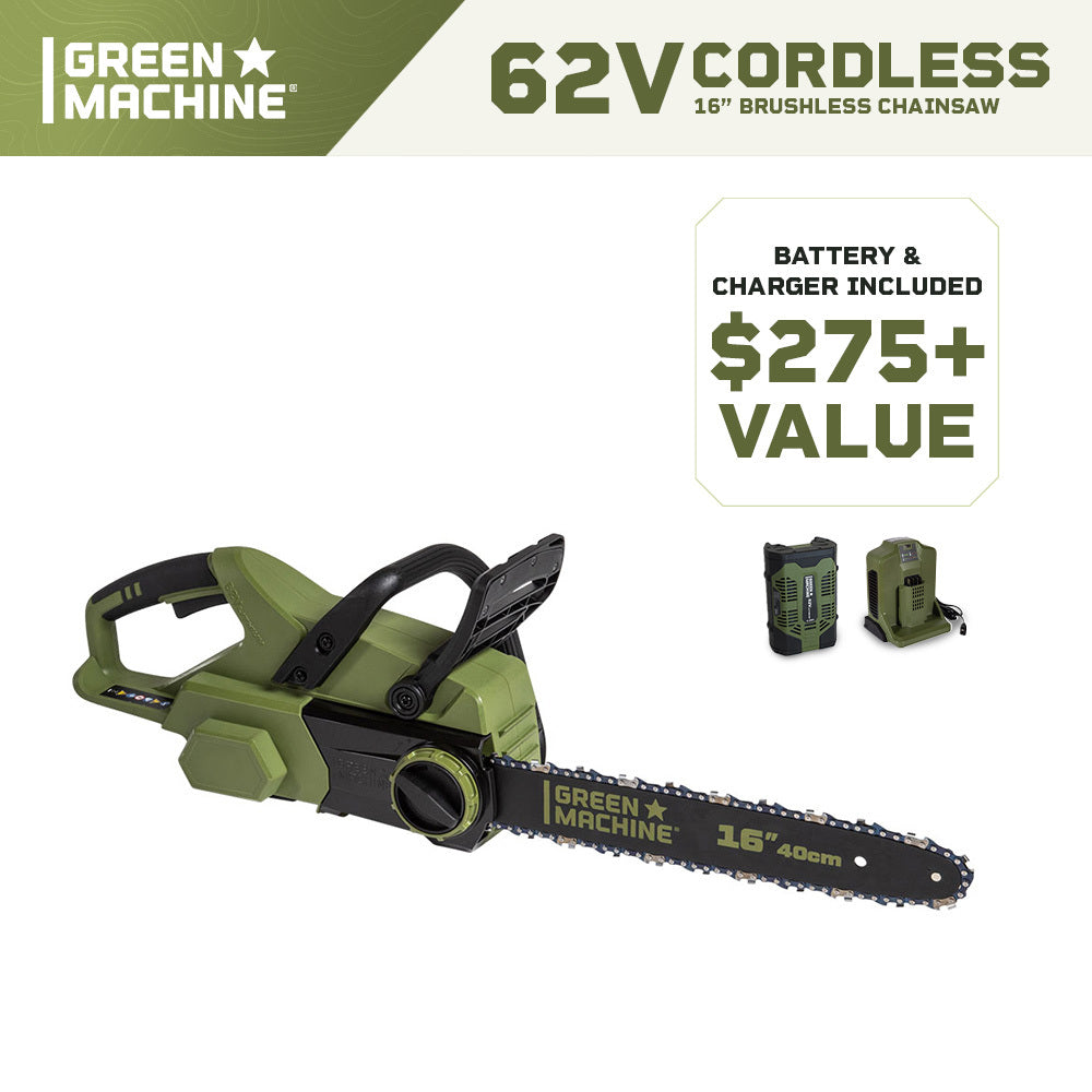 62V Cordless 16" Chainsaw with 4 Ah Battery and Charger
