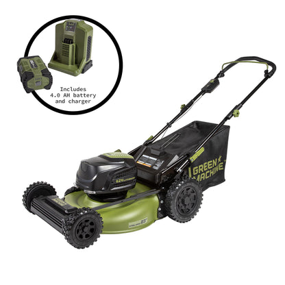 62V Cordless 22&quot; Push 3-in-1 High Wheel Walk Behind Mower with 4 Ah Battery and Charger